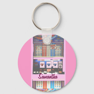 Personalised Lucky Slot Machine Keychain Pink