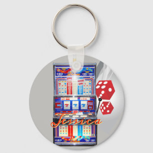 Personalised Lucky Slot Machine Keychain Silver