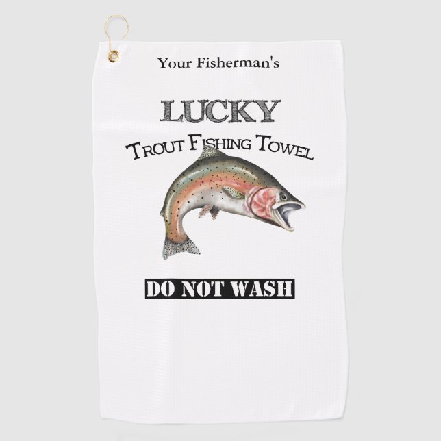 Personalised Lucky Trout Fishing Towel (Front)