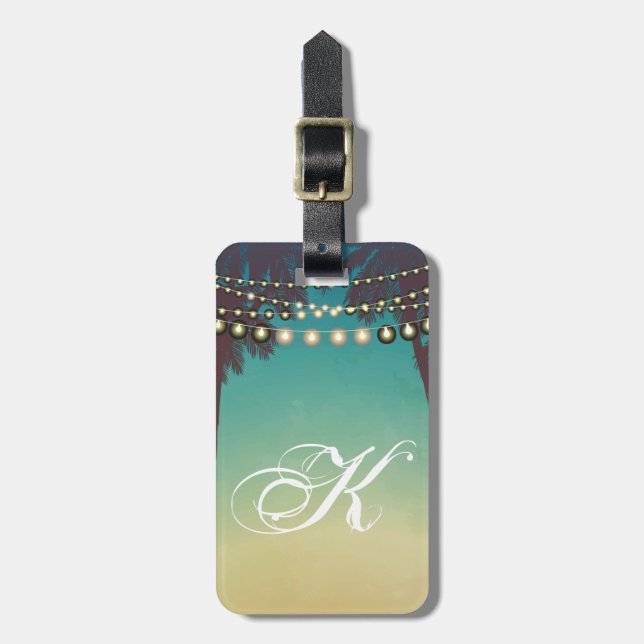 Personalised Luggage Tag Beach Sunset Palm Trees S (Front Vertical)