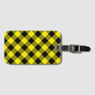 Personalised Luggage Tag Black and Yellow Checked