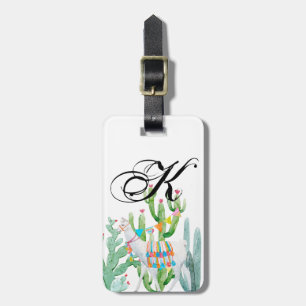 Personalised Luggage Tag Boho Llama Bohemian Cacti