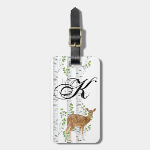Personalised Luggage Tag Deer Doe Buck Forest Wood