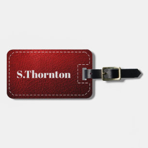 Personalised Luggage Tag - Fake Red Leather