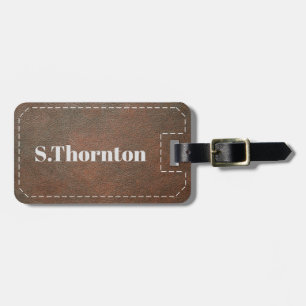 Personalised Luggage Tag - Faux Brown Leather