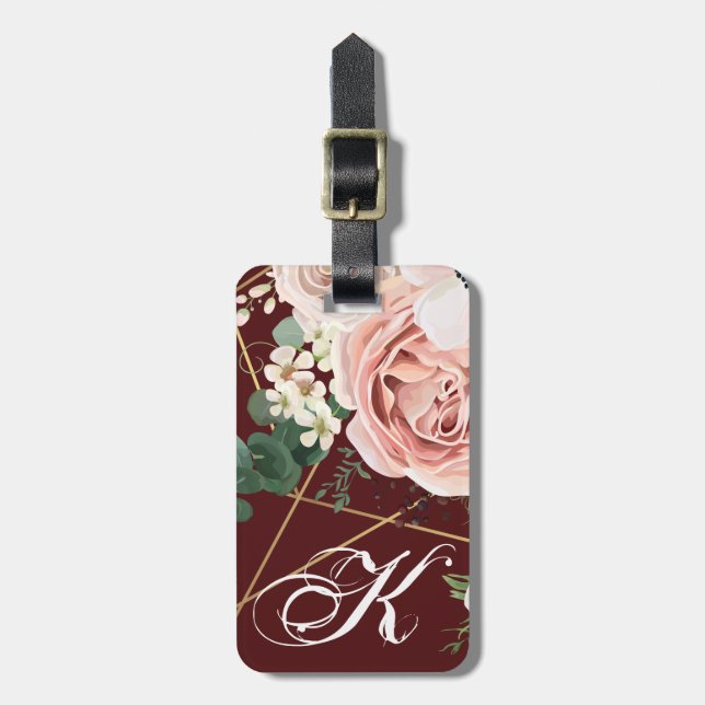 Personalised Luggage Tag Geometric Garden Wine Bur (Front Vertical)