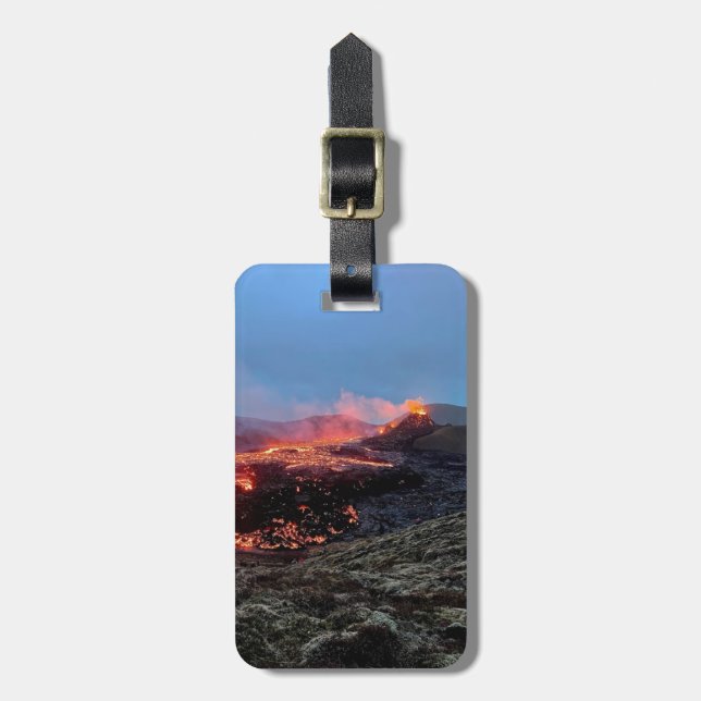 Personalised luggage tag - Iceland volcano (Front Vertical)