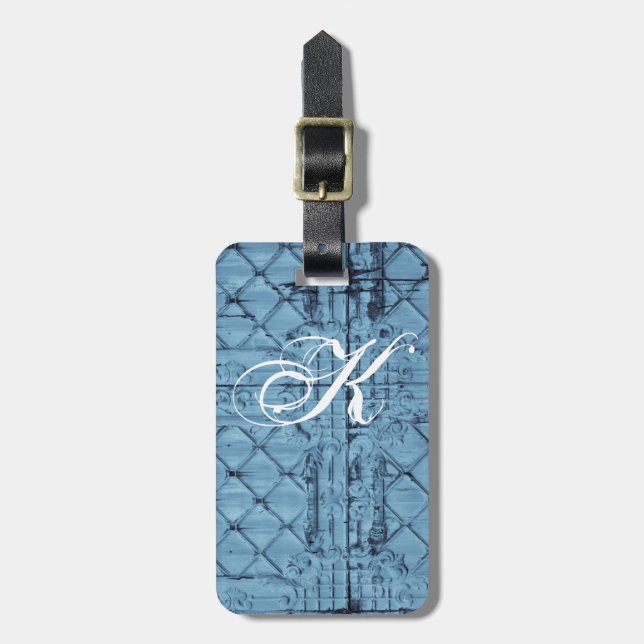 Personalised Luggage Tag Rustic Tin Panel Ceiling (Front Vertical)
