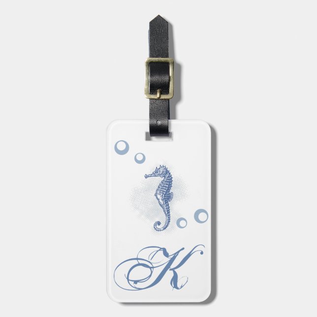 Personalised Luggage Tag Seahorse Ocean Beach (Front Vertical)