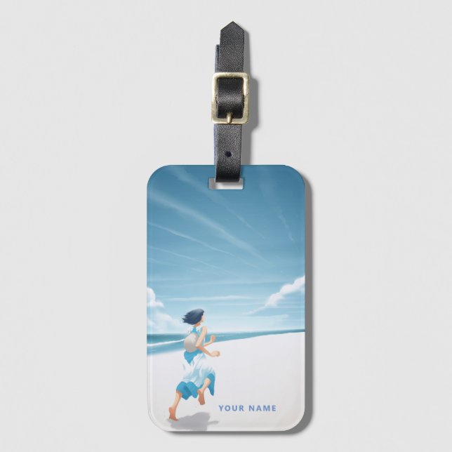 Personalised Luggage Tag Whimsical Japanese Art (Front Vertical)