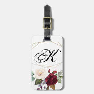 Personalised Luggage Tag White Roses Gold Ge