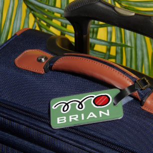 Personalised luggage tag with funny cricket ball