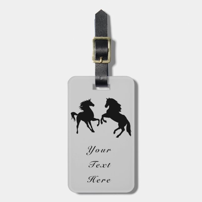 Personalised Luggage Tag with Horses Choose Colour (Front Vertical)