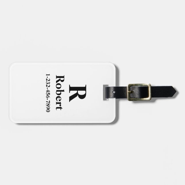 Personalised Luggage Tag with name & phone number (Front Horizontal)
