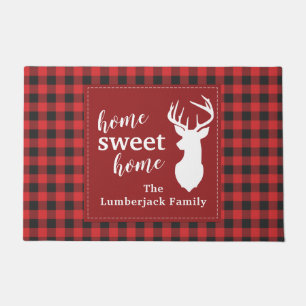 Personalised Lumberjack Plaid Christmas Holiday Doormat