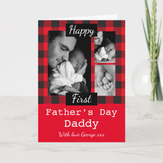 Personalised Lumberjack red first fathers day Card
