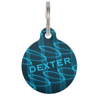 Personalised Luminous Cool Blue Waves Pet Tag