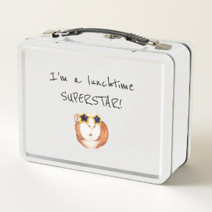 Personalised Lunch box with Guinea Pig Superstar
