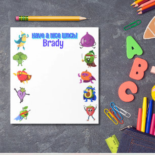 Personalised Lunchbox love name food superhero Notepad