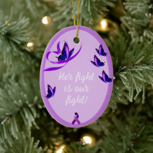Personalised Lupus Support Purple Heart Ceramic Or Tree Decoration