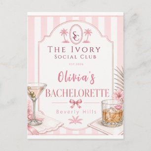 personalised Lux Pink Bachelorette Party bridal Postcard