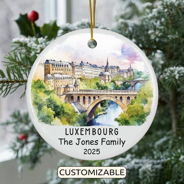 Personalised Luxembourg Ornament, Europe Ceramic Tree Decoration (Creator Uploaded)
