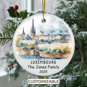 Personalised Luxembourg Ornament, Europe Ceramic Tree Decoration