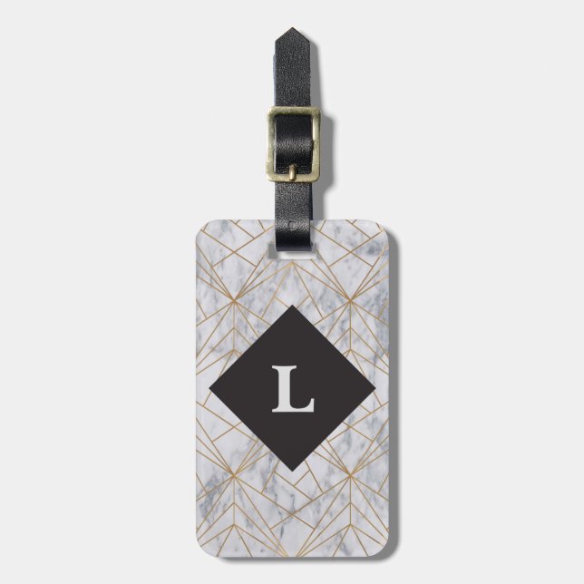 Personalised Luxurious White Marble luggage tag (Front Vertical)