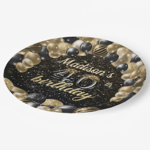 Personalised Luxury 40th Birthday Balloon Paper Pl Plate