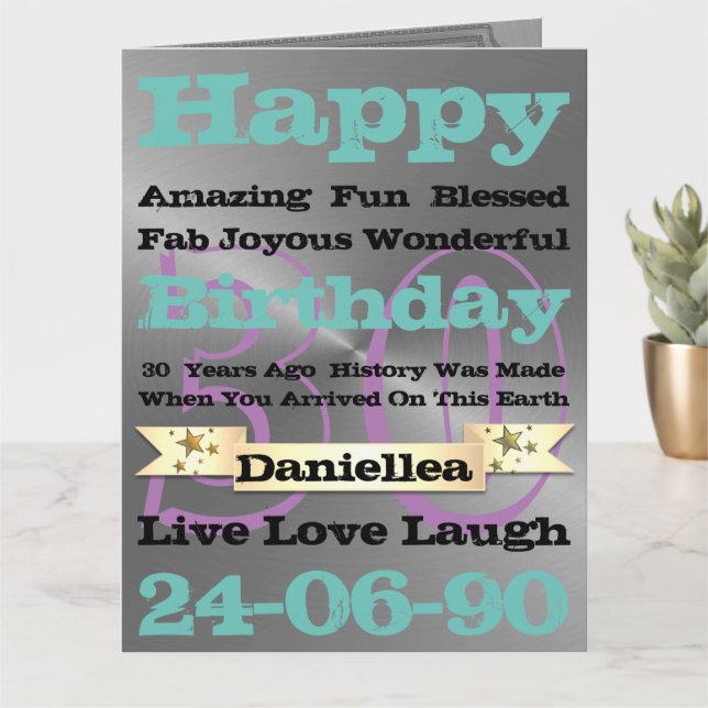 Personalised Luxury Birthday Words Happy Birthday Card (Small Plant)