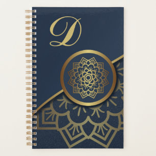 Personalised Luxury Gold Mandala Art Blue Planner