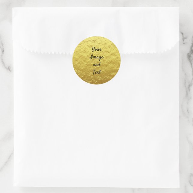 Personalised luxury golden foil classic round sticker (Bag)