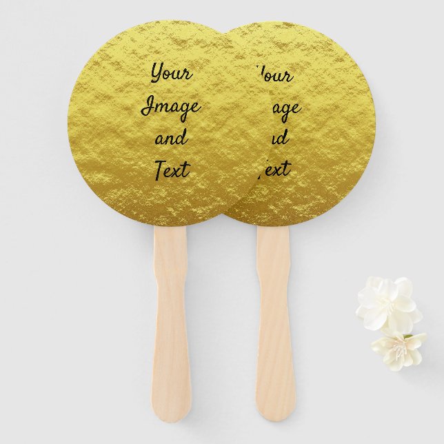 Personalised luxury golden foil hand fan (Front and Back)