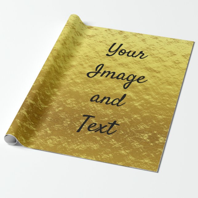 Personalised luxury golden foil wrapping paper (Unrolled)