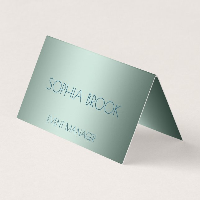 Personalised luxury icy blue metallic foil business card (Front)