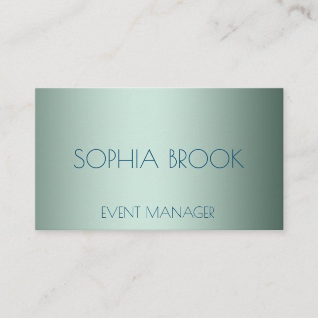 Personalised luxury icy blue metallic foil business card (Front)