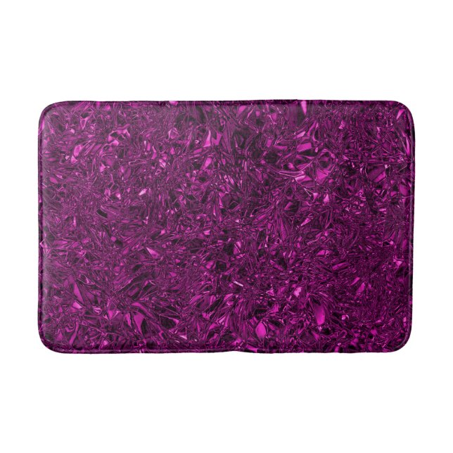 Personalised luxury magenta crushed foil bath mat (Front)