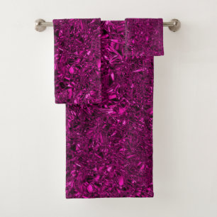 Personalised luxury magenta crushed foil bath towel set