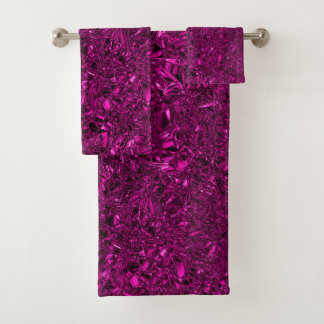 Personalised luxury magenta crushed foil bath towel set