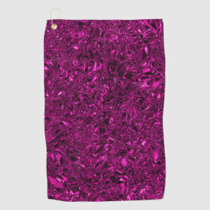 Personalised luxury magenta crushed foil golf towel