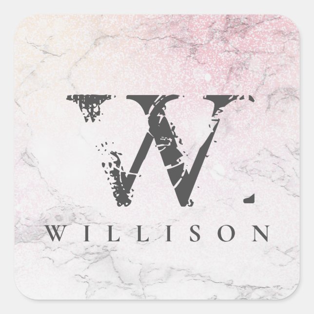 Personalised Luxury Marble Square Sticker (Front)