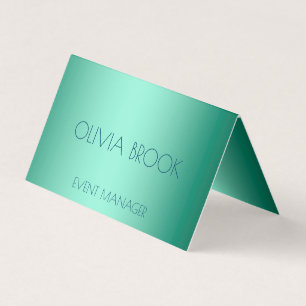 Personalised luxury mint green metallic foil business card