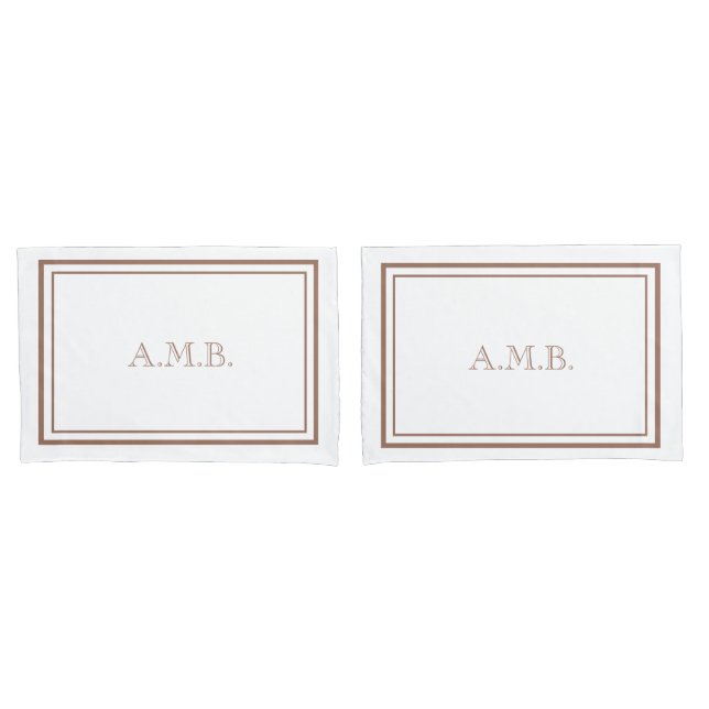 Personalised Luxury Mocha Monogram Standard Pillowcase (Front-Set)