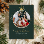 Personalised luxury modern family photo Christmas  Card<br><div class="desc">Add a touch of modern elegance to your holiday greetings with this premium personalised family photo Christmas card. Featuring a clean contemporary Christmas bauble design, minimalist typography, and luxurious gold accents, this custom card highlights your favourite family photo in a stylish, timeless layout. Fully editable text makes it easy to...</div>