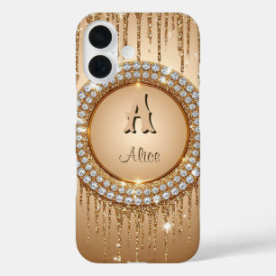 Personalised luxury monogram design iPhone 16 case