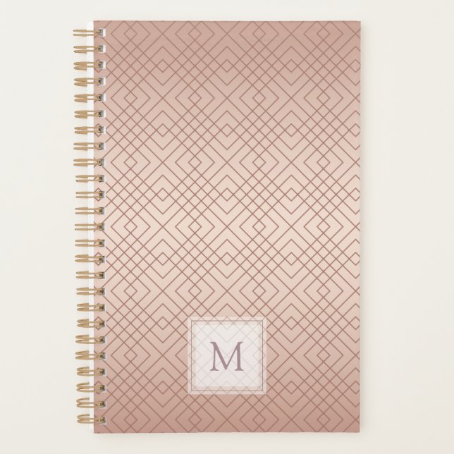 Personalised Luxury pattern Rose Gold Planner (Front)