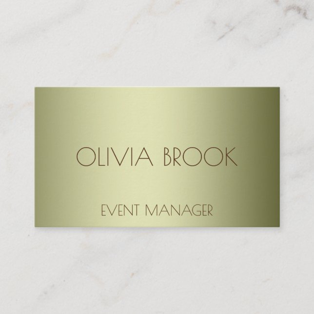 Personalised luxury powder green metallic foil business card (Front)