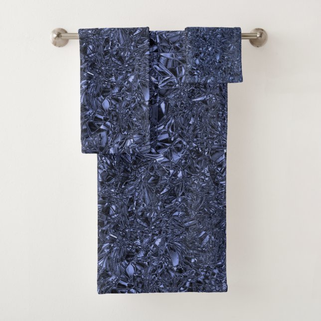 Personalised luxury silver crushed foil bath towel set (Insitu)