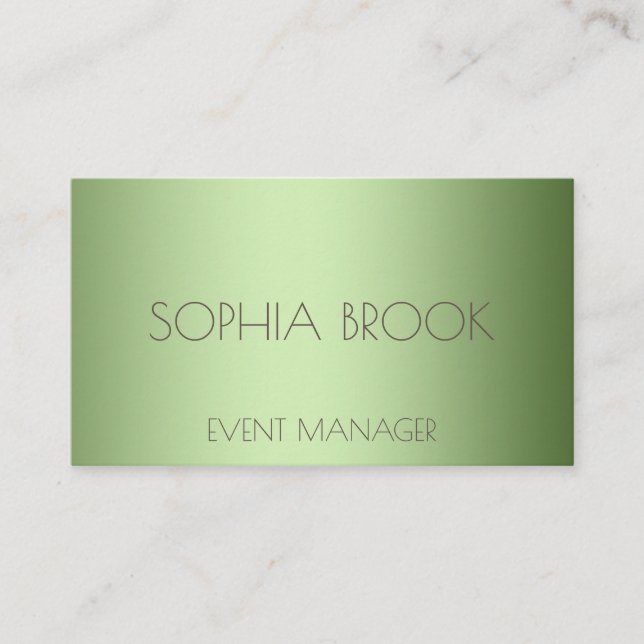 Personalised luxury silver green metallic foil business card (Front)