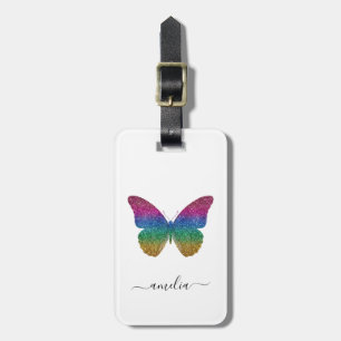 Personalised Luxury Sparkling Glitter Butterfly Luggage Tag